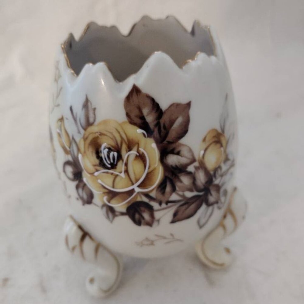 Vintage Napco Ware Hand Painted Porcelain Cracked Egg Vase
